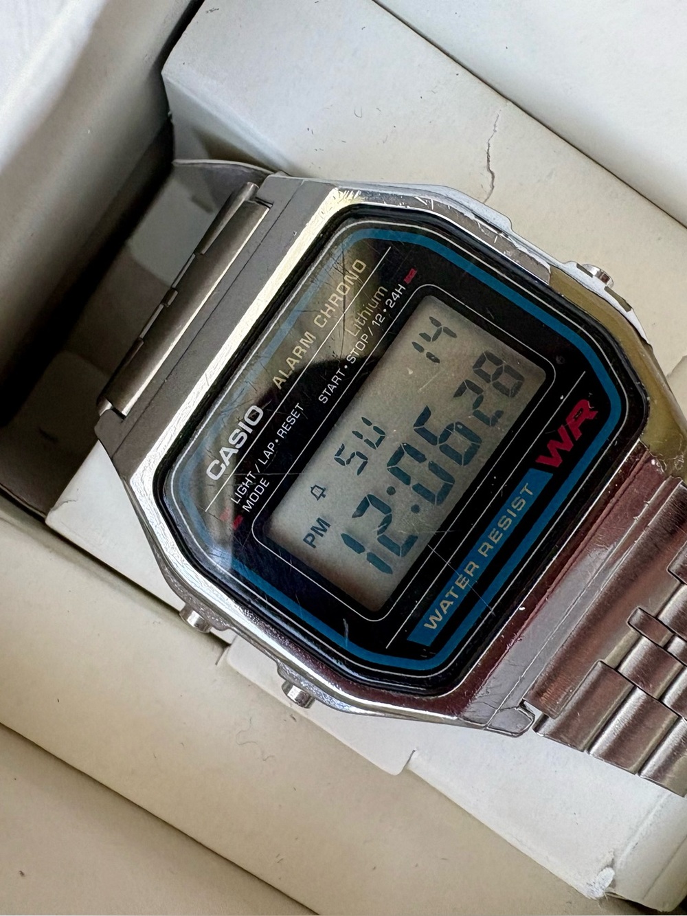 Casio Silver Digital Alarm Chrono Watch - Silver/BlackClassic A158WA-1CR Watch